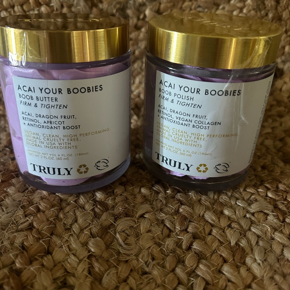 TRULY Acai Your Boobies Boob Butter and Polish Set with Gold Lids